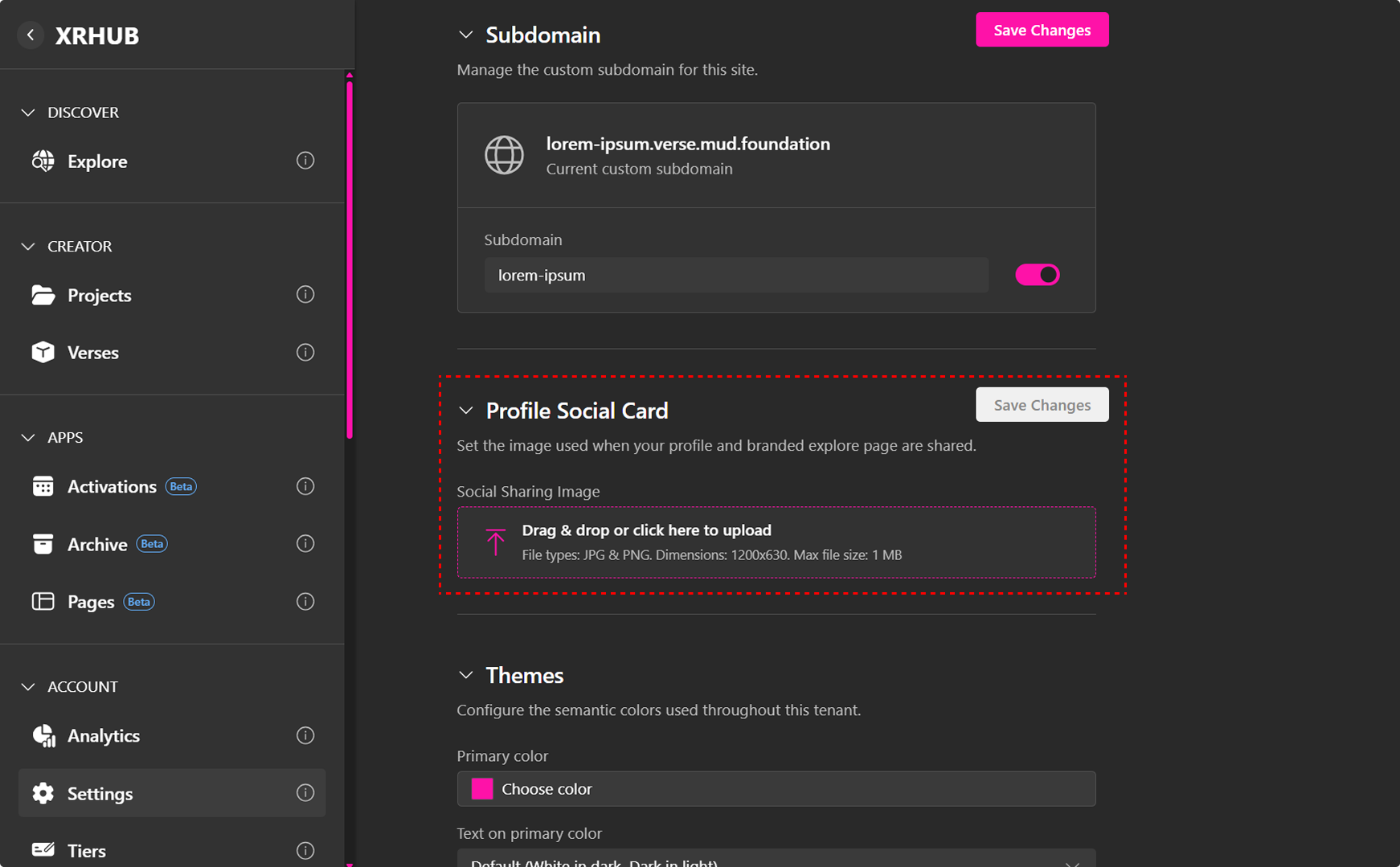 Profile Social Card